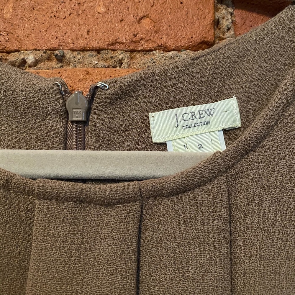 J Crew Collection Camel 100% Wool pleated sleeveless dress Size 2 S EUC Preppy - Picture 3 of 4